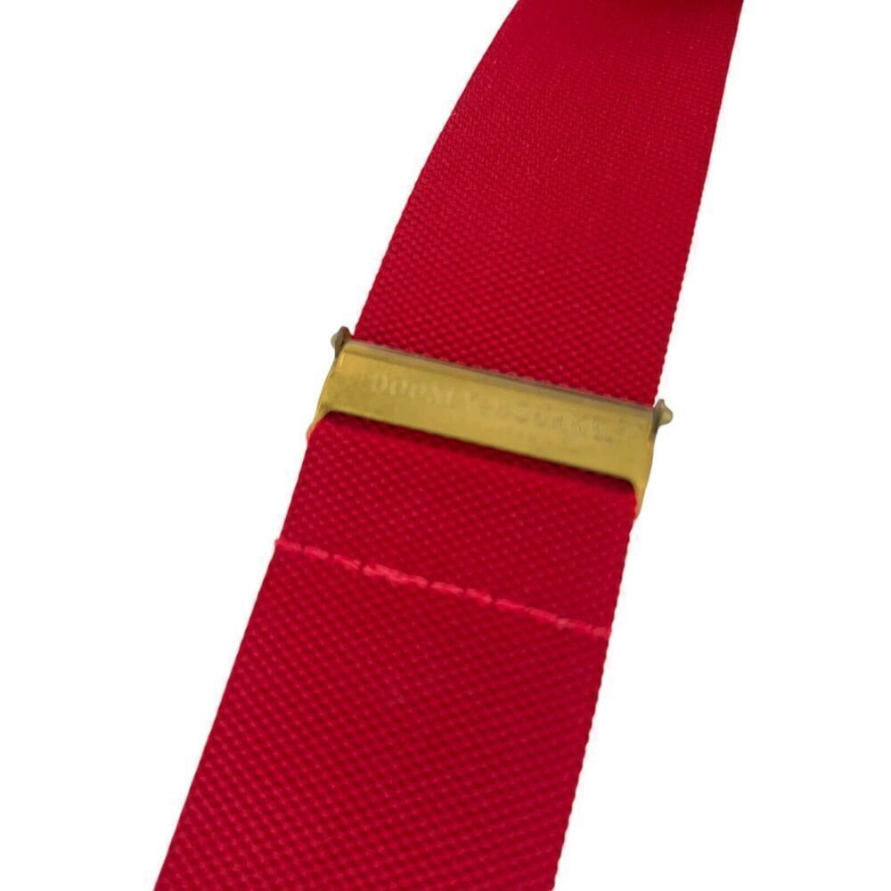 Dooney & Bourke Red White Colorblock Suspenders Braces Leather Tabs Vintage - Picture 12 of 16